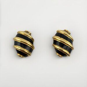 Tiffany & Co. Schlumberger 18k Enamel Olive Earrings Clips in Yellow Gold 11g